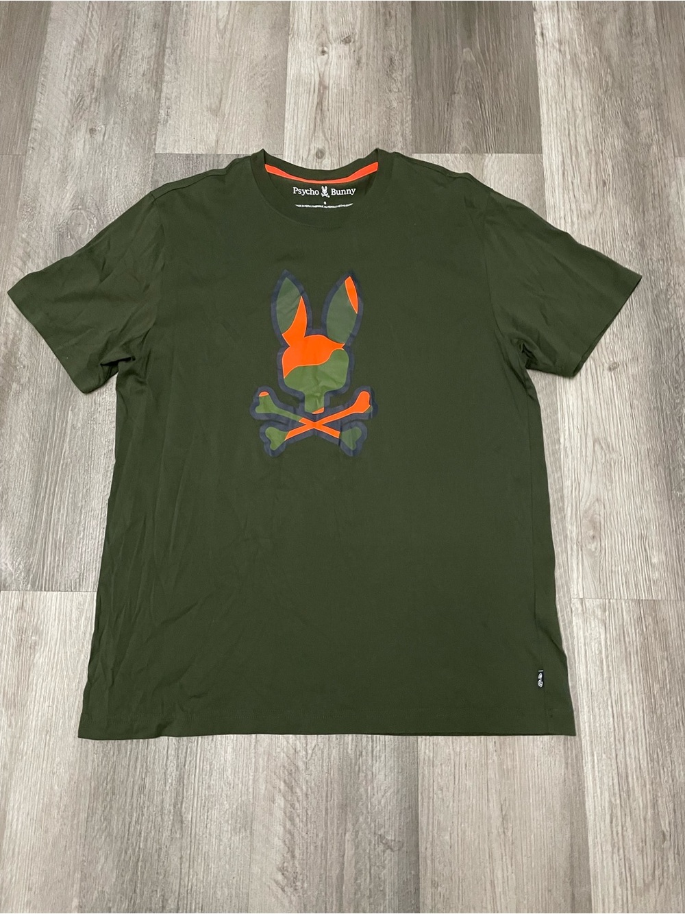 Psycho Bunny Men's Green Graphic Logo Crew Neck Short Sleeve T-Shirt Size 6 2xl